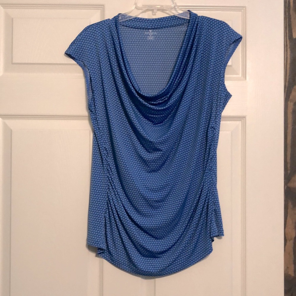 Worthington Black/Blue Dressy Blouse Petite Large